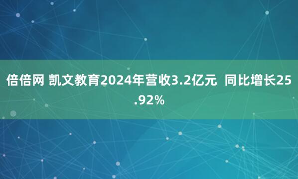 倍倍网 凯文教育2024年营收3.2亿元  同比增长25.92%