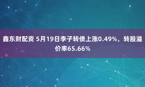鑫东财配资 5月19日李子转债上涨0.49%，转股溢价率65.66%